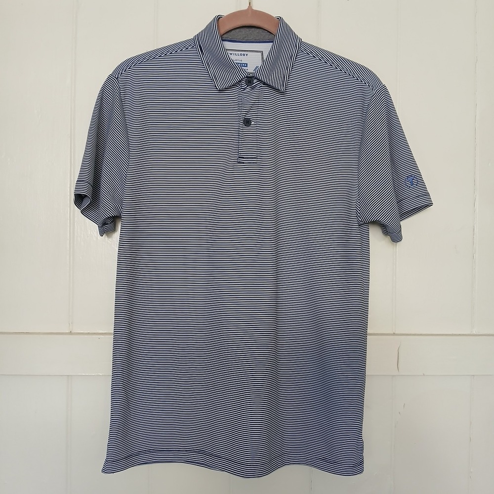 Twillory Shirt Altheisure Athlounger Polo Men's Small Stretch Golf Blue Striped